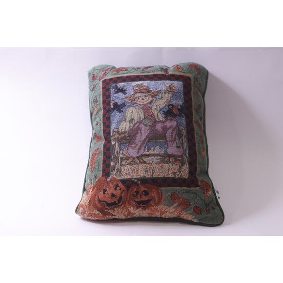 Harvest, Fall, Scarecrow, Riverdale, Embroidered Pillow, Thanksgiving, Tapestry - Picture 1 of 5